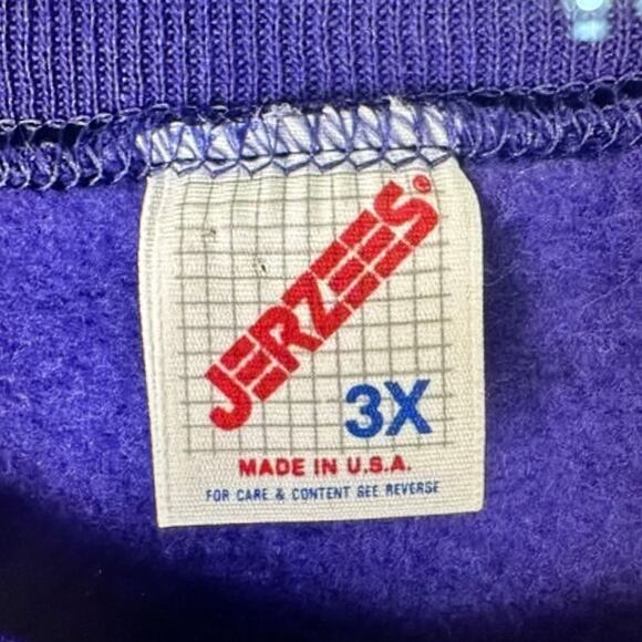 Jerzees Vintage Sweatshirt Purple Crewneck 3X Hearts Roses Ribbon‎ Excellent - Picture 2 of 5